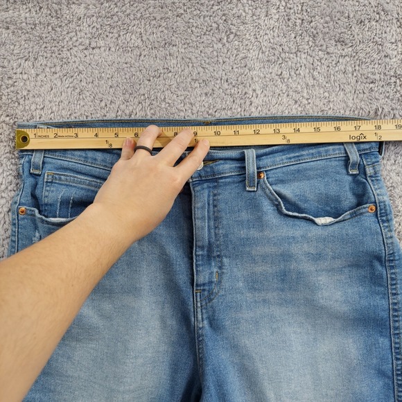 Signature Levi Strauss Heritage High Rise Shorts Frayed Hem Size 16 Light Wash - Picture 5 of 13